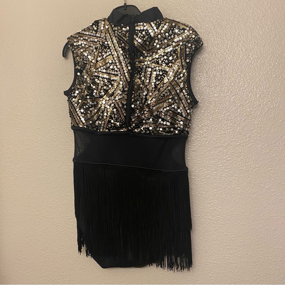 WEISSMAN Dance Costume flapper fringe Plain Fancy
13567 black gold SA-Small adul - Picture 4 of 13